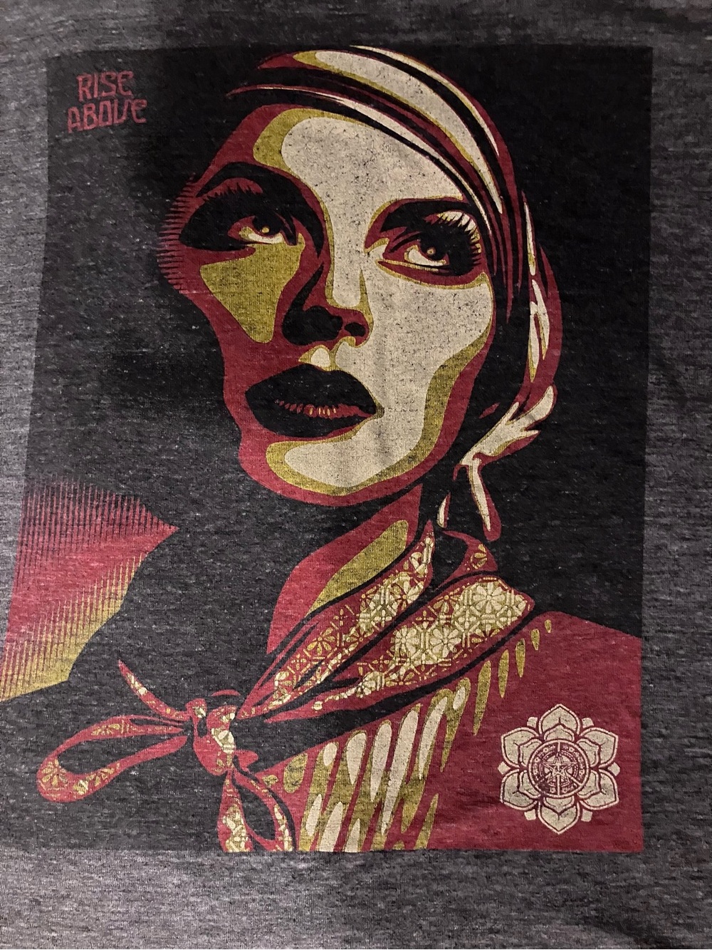 Obey Vintage Charcoal Gray Graphic Tee Rise Above
